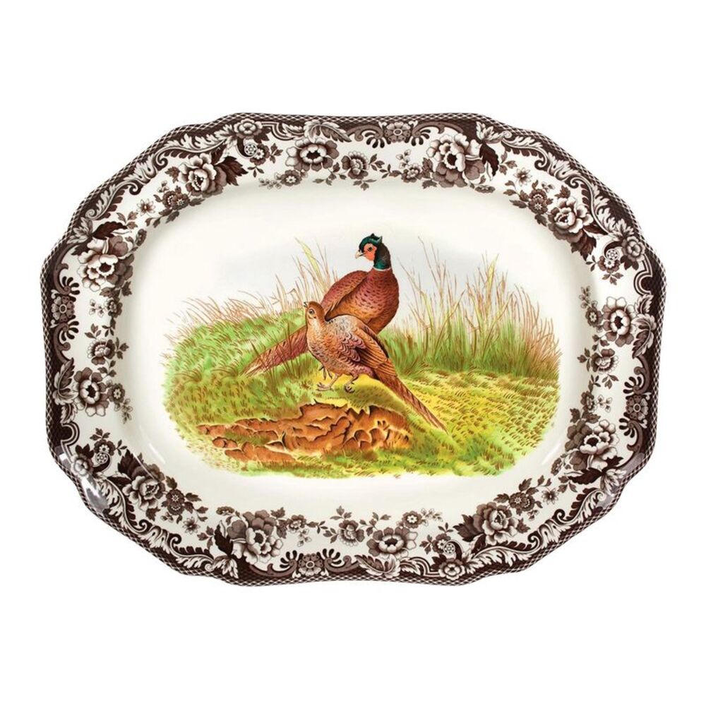 Spode Woodland Octagonal Platter 19 Inch Pheasant - NIB